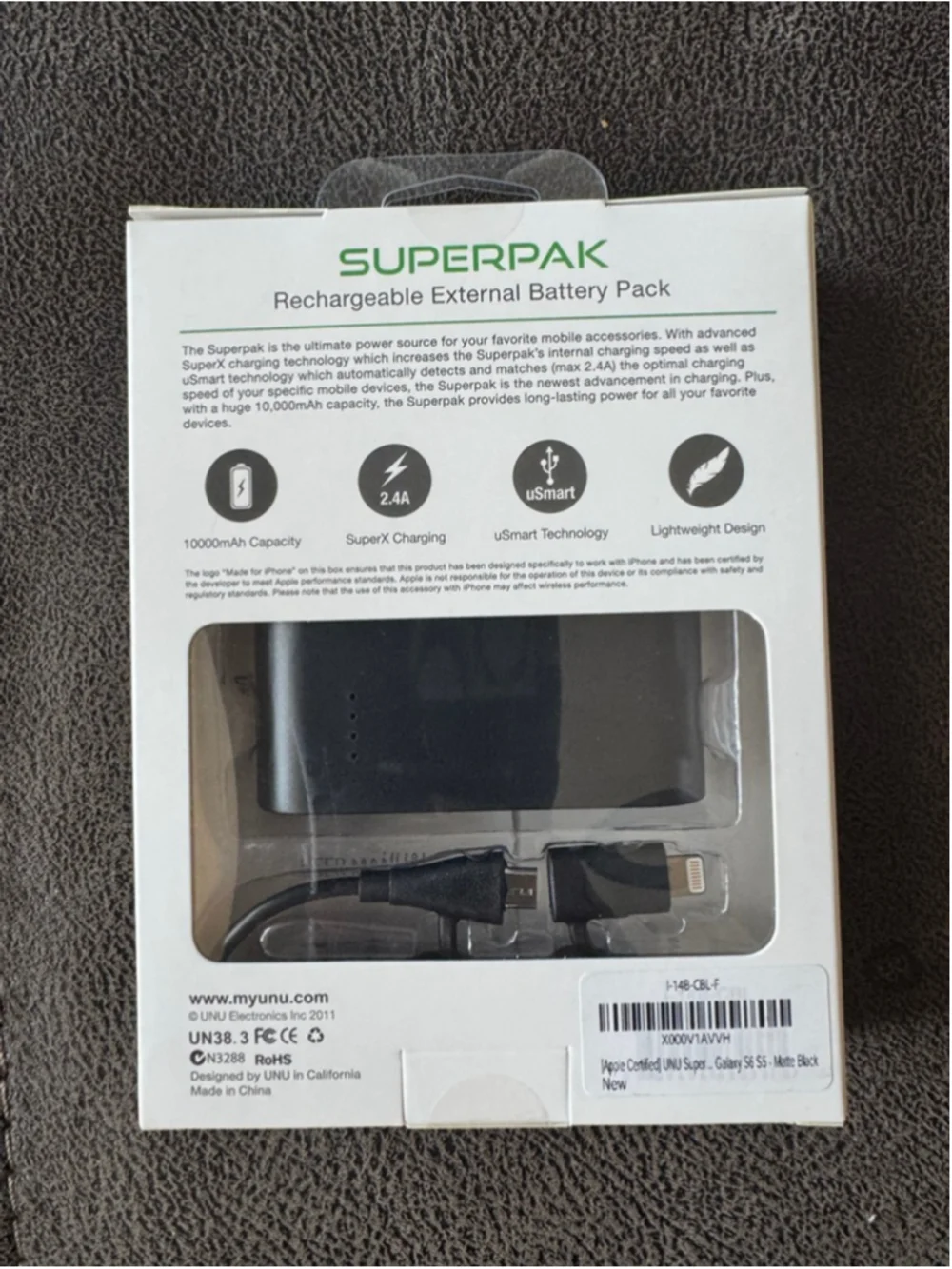UNU Superpak External Battery Pack Black